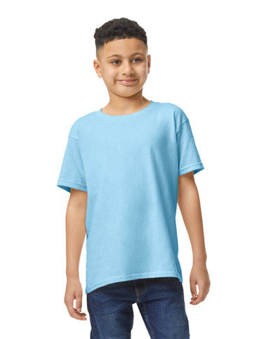 Youth T-shirt in light blue with crew neck and short sleeves
