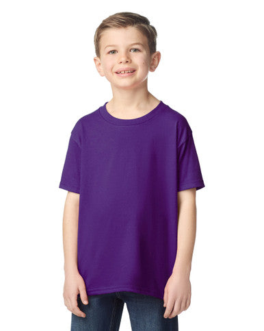 Youth T-shirt in purple with crew neck and short sleeves
