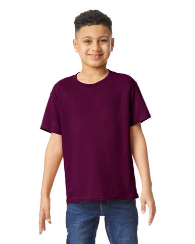Youth T-shirt in deep purple with crew neck and short sleeves