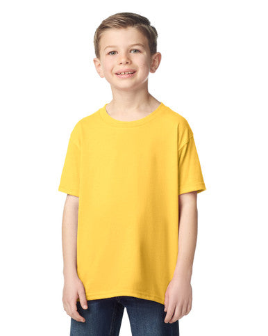 Youth T-shirt in yellow with crew neck and short sleeves