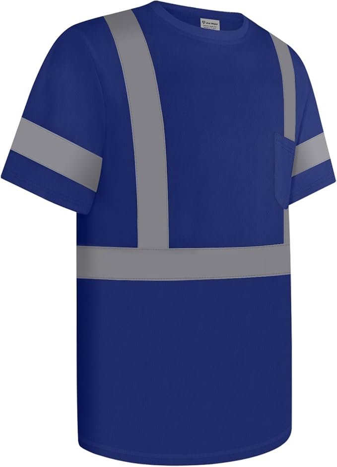 Work Shirts for Men ConstrUCRtion Class 3 High Visibility Shirts for Men, Hi Vis Reflective Safety Shirts for Men Women, Short Sleeve Work Shirts, Breathable