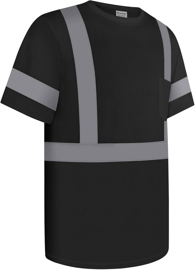 Work Shirts for Men ConstrUCRtion Class 3 High Visibility Shirts for Men, Hi Vis Reflective Safety Shirts for Men Women, Short Sleeve Work Shirts, Breathable