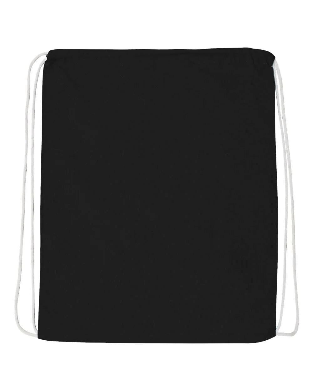 Black drawstring sport pack bag with cinch cords, square front