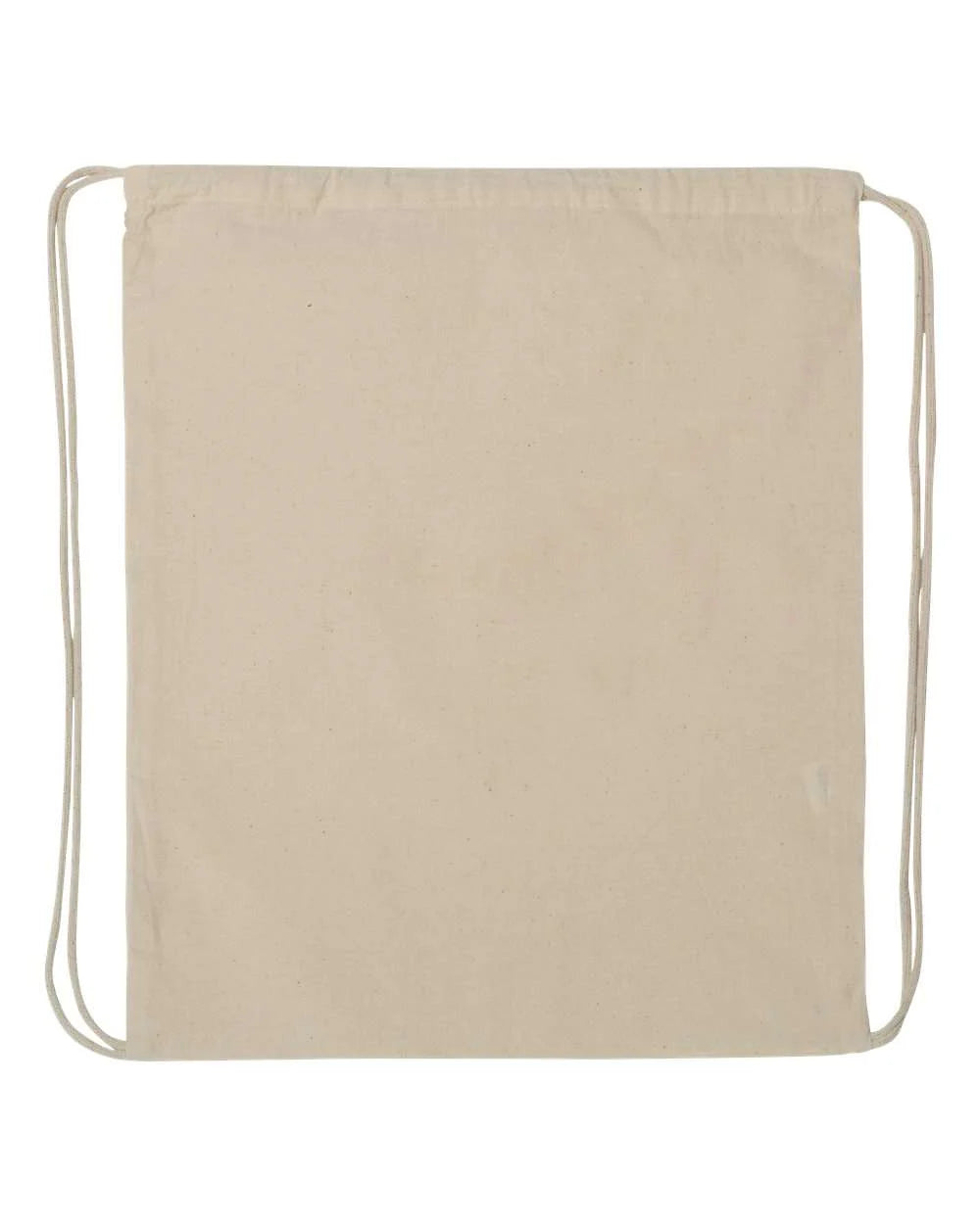 Beige drawstring sport pack bag with cinch cords, square front