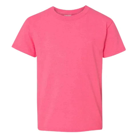 GILDAN youth T-shirt, pink crewneck short sleeves