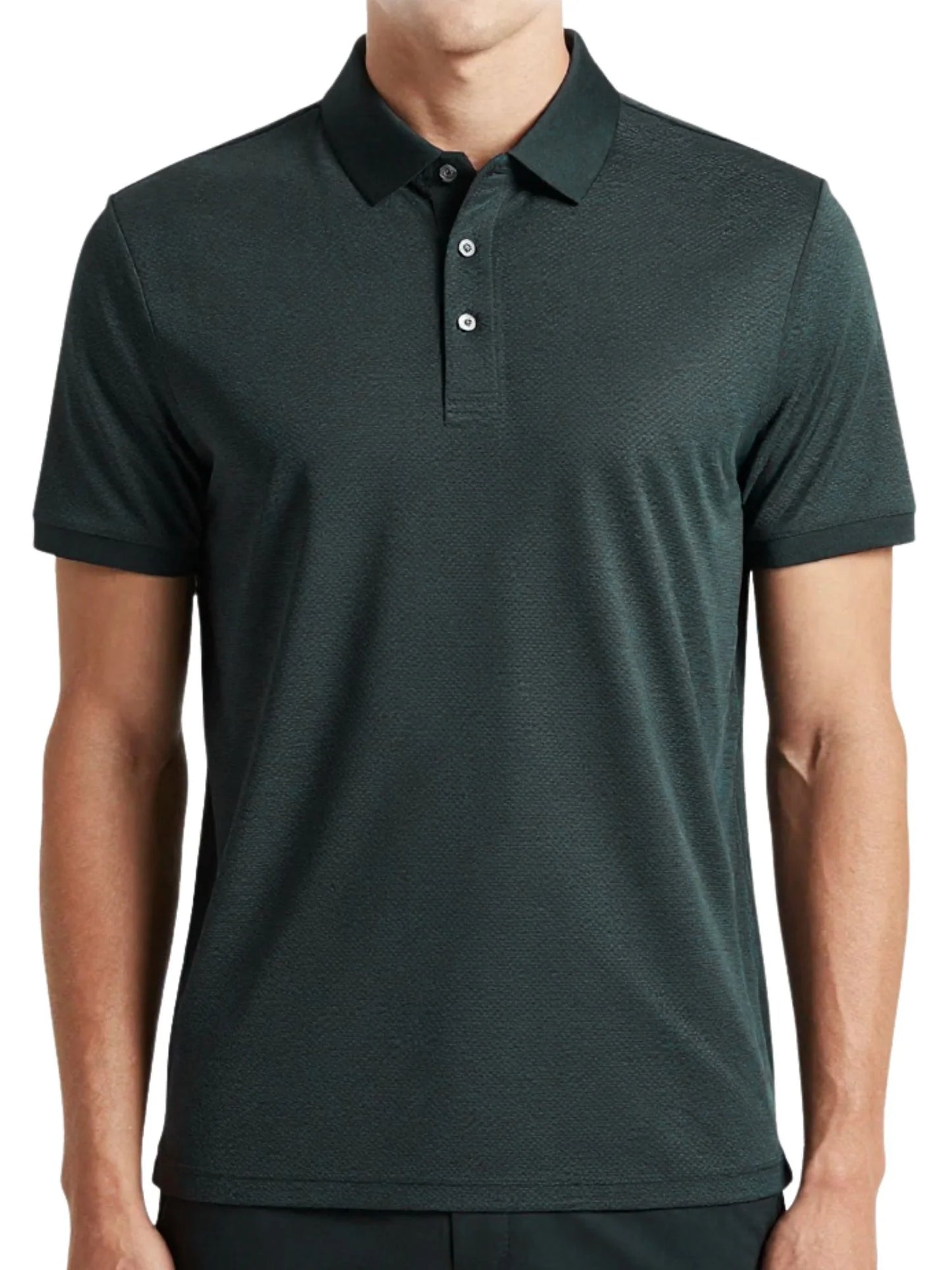 Carbon performance mesh polo with button placket and short sleeves